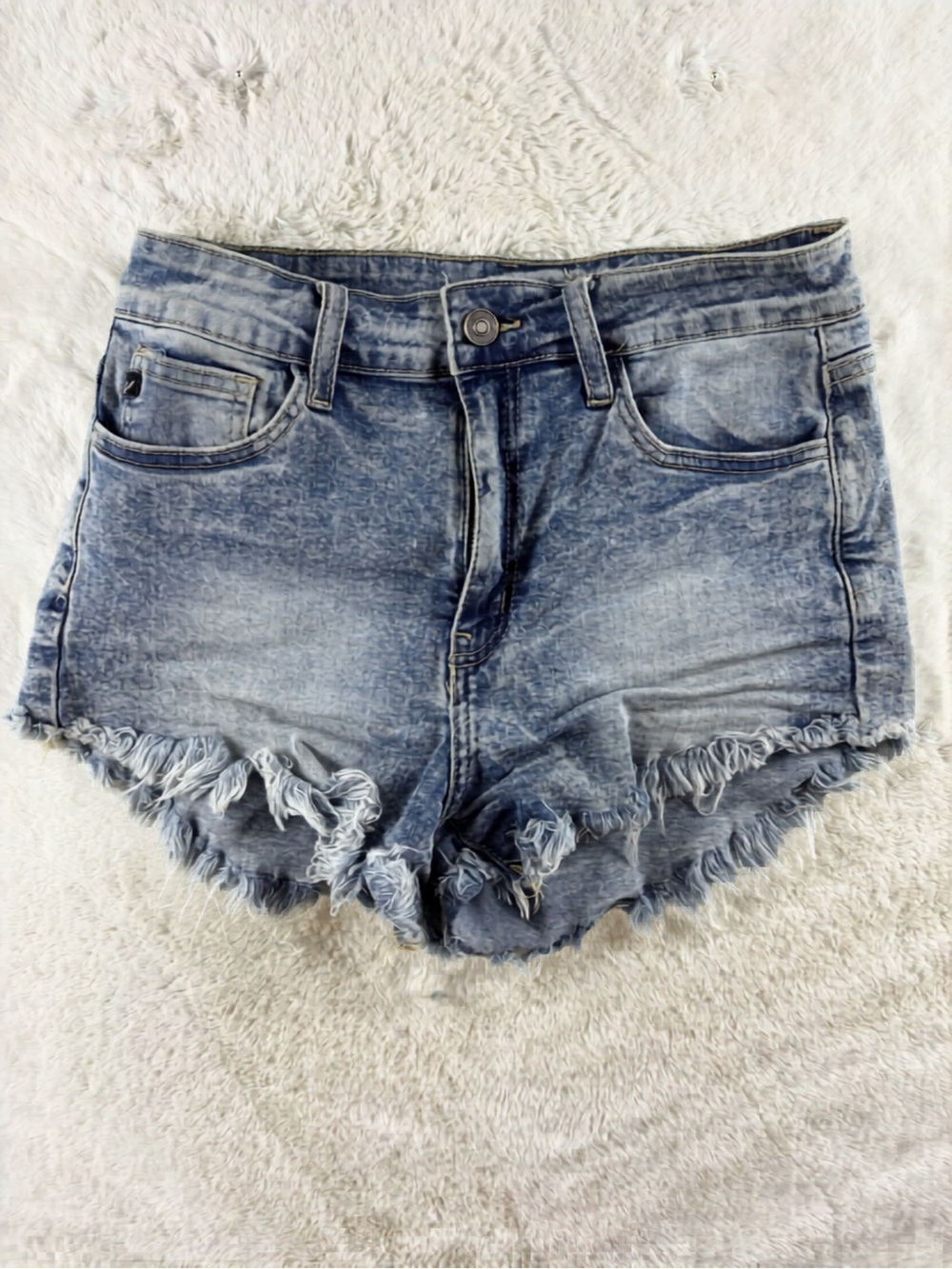 Hi Rise Hi-low frayed Jean Shorts 28” Size 9 KanCan